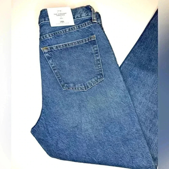 Zara Womens Straight Cropped Mid Waist Jeans Size 6 - Picture 9 of 10